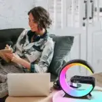 Ally 15W Kablosuz Şarj Standlı Bluetooth hoparlör RGB Gece Lambası - Görsel 4